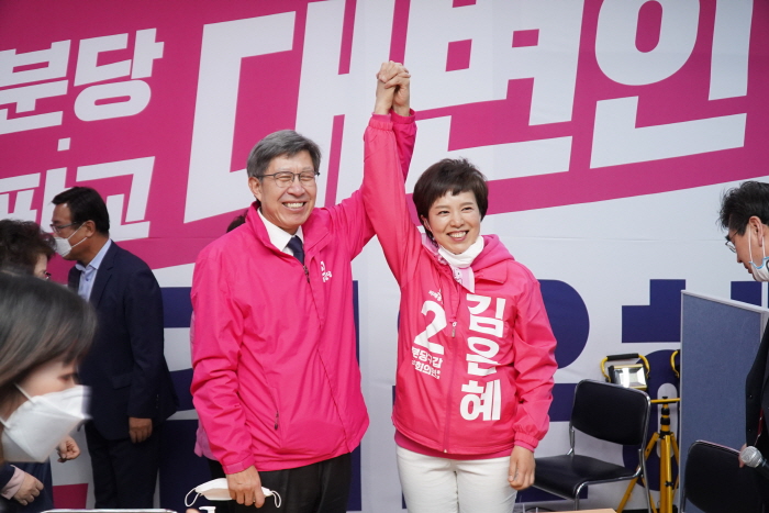 김종인 등, 미래통합당 지도부 김은혜 전력지원