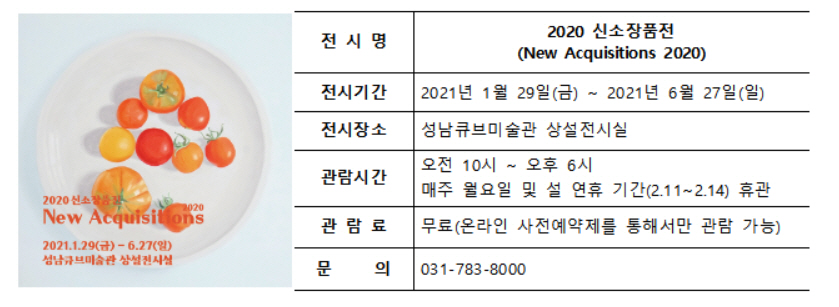 성남큐브미술관, <2020 신소장품전> 개최