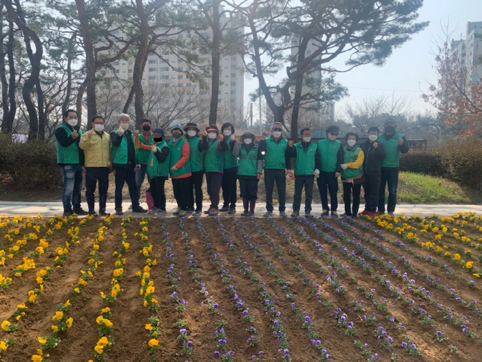 세교동 새마을지도자협의회·부녀회 꽃향기 가득 봄꽃 식재