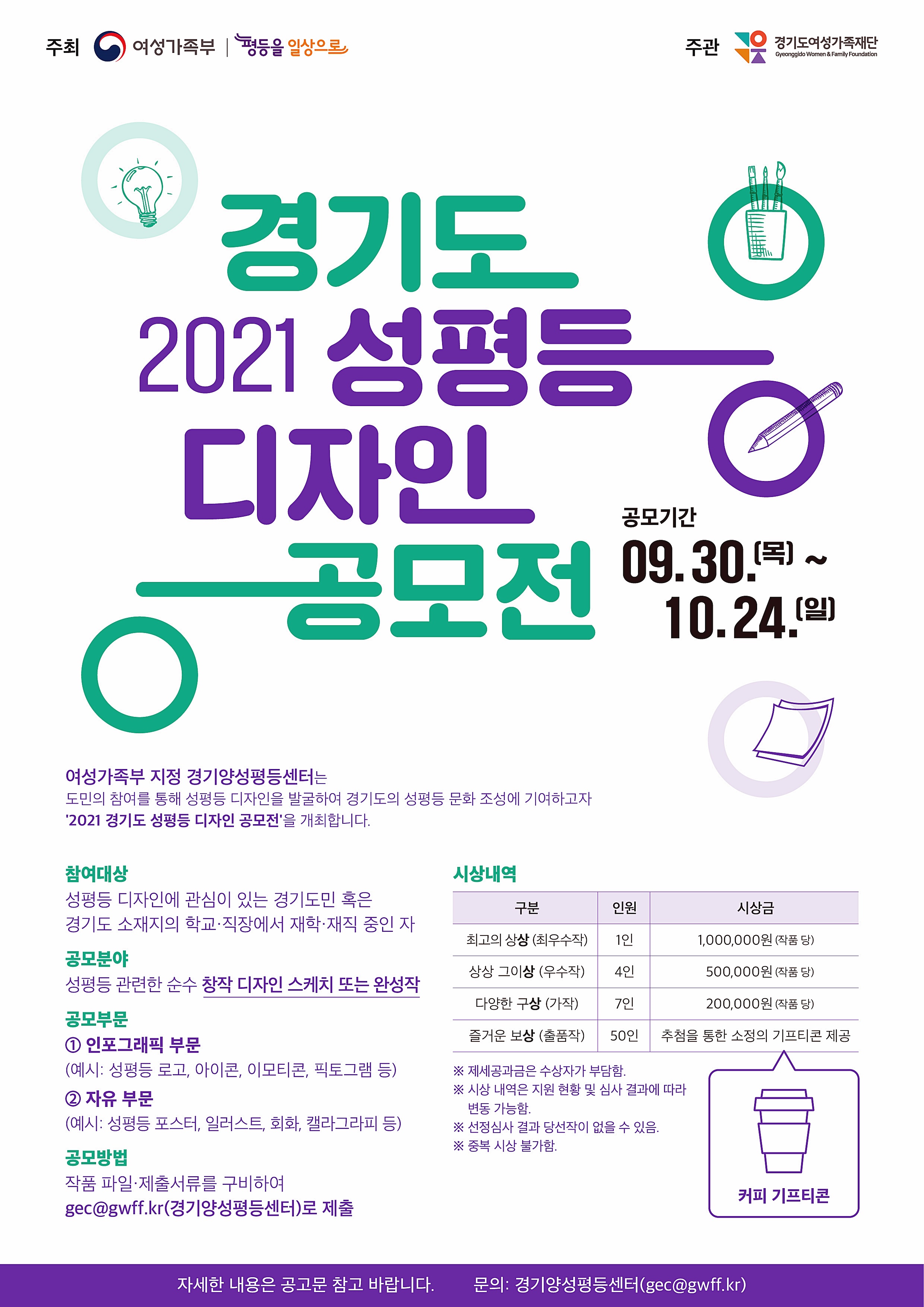 경기도양성평등센터, 경기도 성평등 디자인 공모전 개최