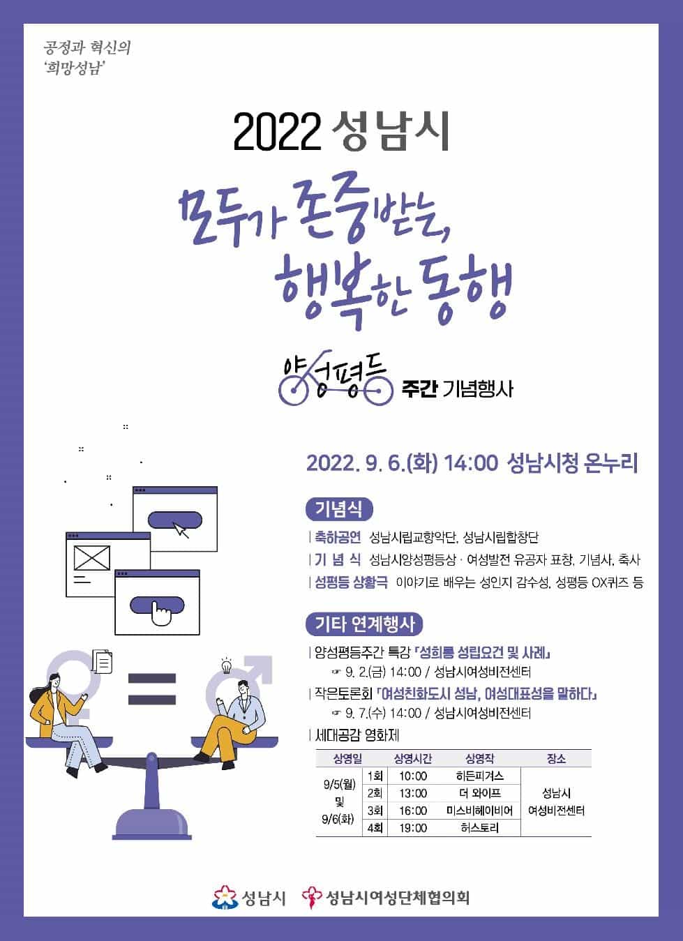 성남시, 양성평등주간 기념행사 개최    “모두가 존중받는 행복한 동행”