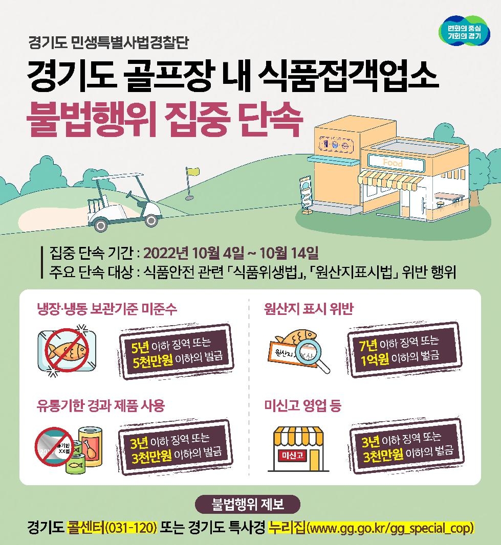 경기도,도 특사경 골프장 내 식품접객업소 불법행위 집중 단속