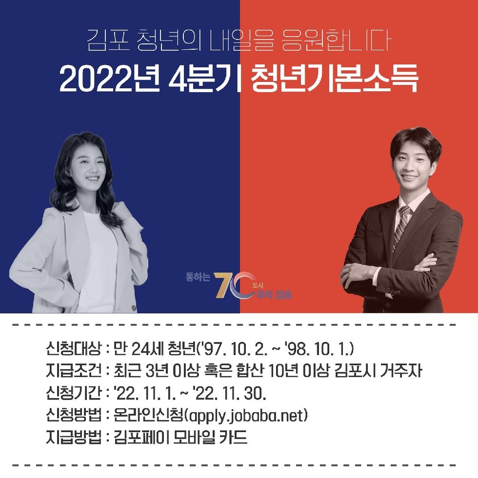 김포시 2022년도 4분기 청년기본소득 신청 접수