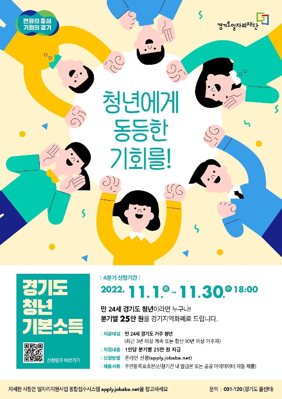2022년 ‘경기도, 청년기본소득’  11월 1일부터 4분기 접수