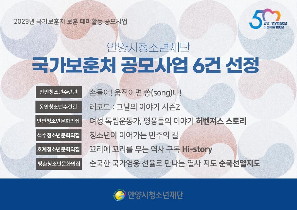 안양시청소년재단 국가보훈처 공모사업 6건 선정