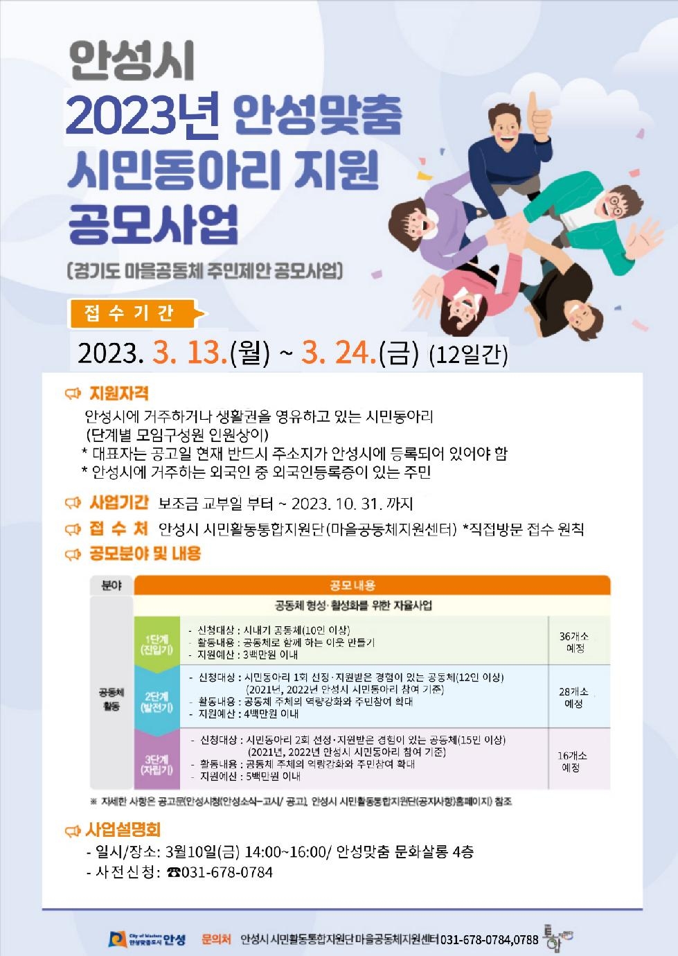 2023년 안성맞춤 시민동아리 지원 공모사업
