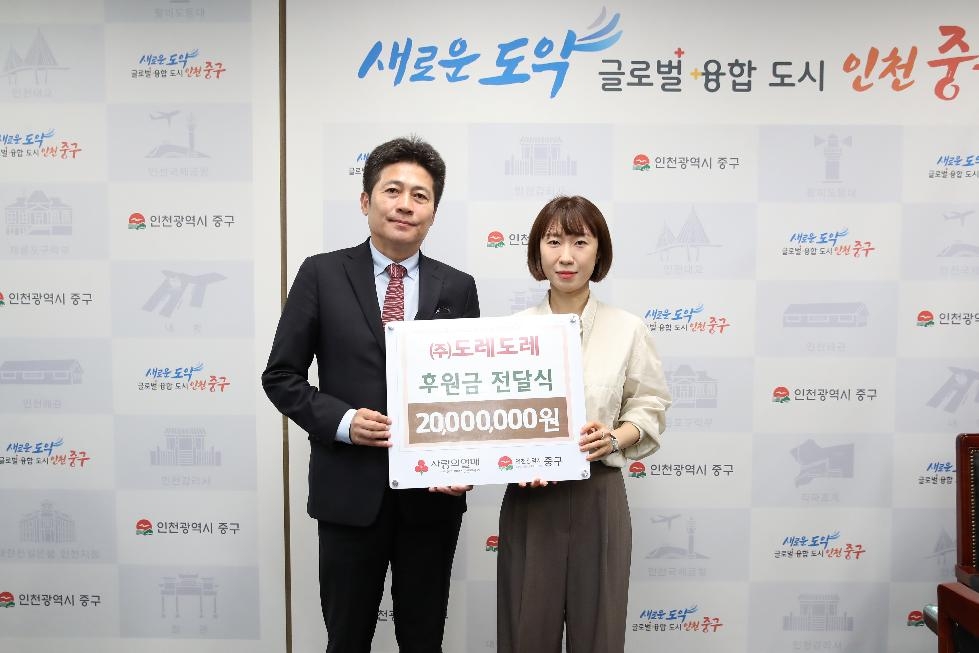 ㈜도레도레, 가정의 달 맞아 인천 중구 차상위계층 위해 2,000만 원 후원