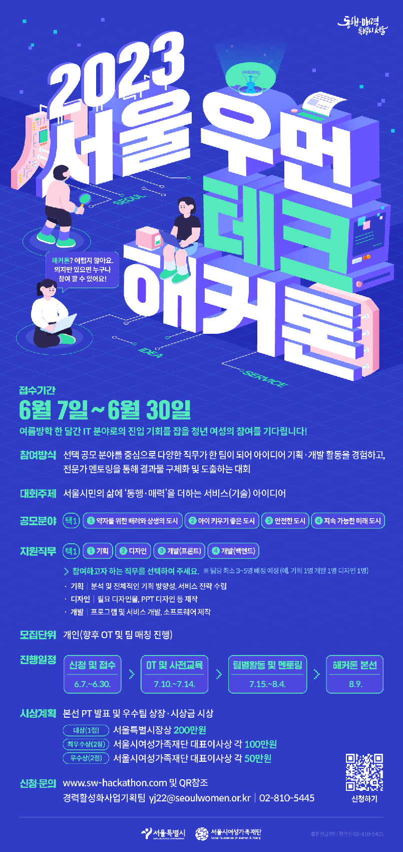 서울시민의 삶을 변화시키는 IT 아이디어 모은다!…`서울 우먼테크 해커톤