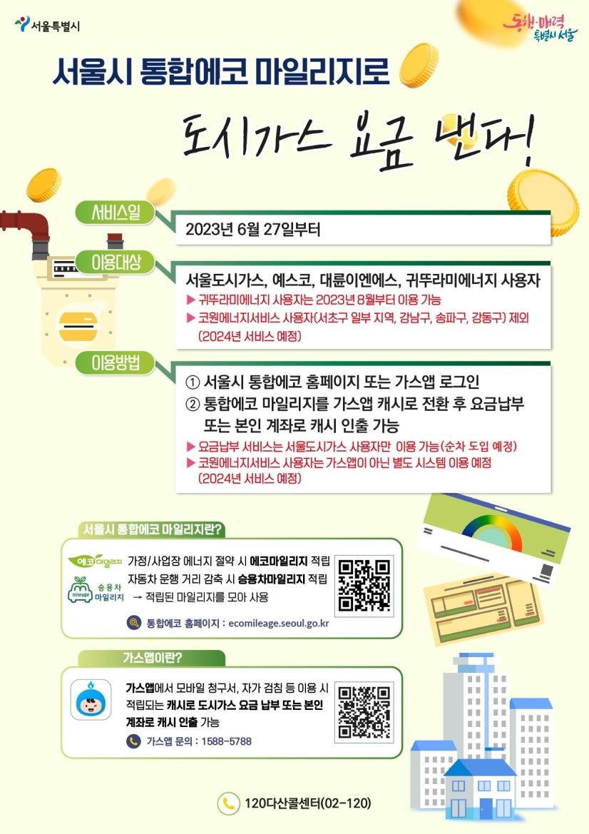 서울시, 올여름 에코·승용차마일리지 혜택받고 에너지 요금 아끼세요