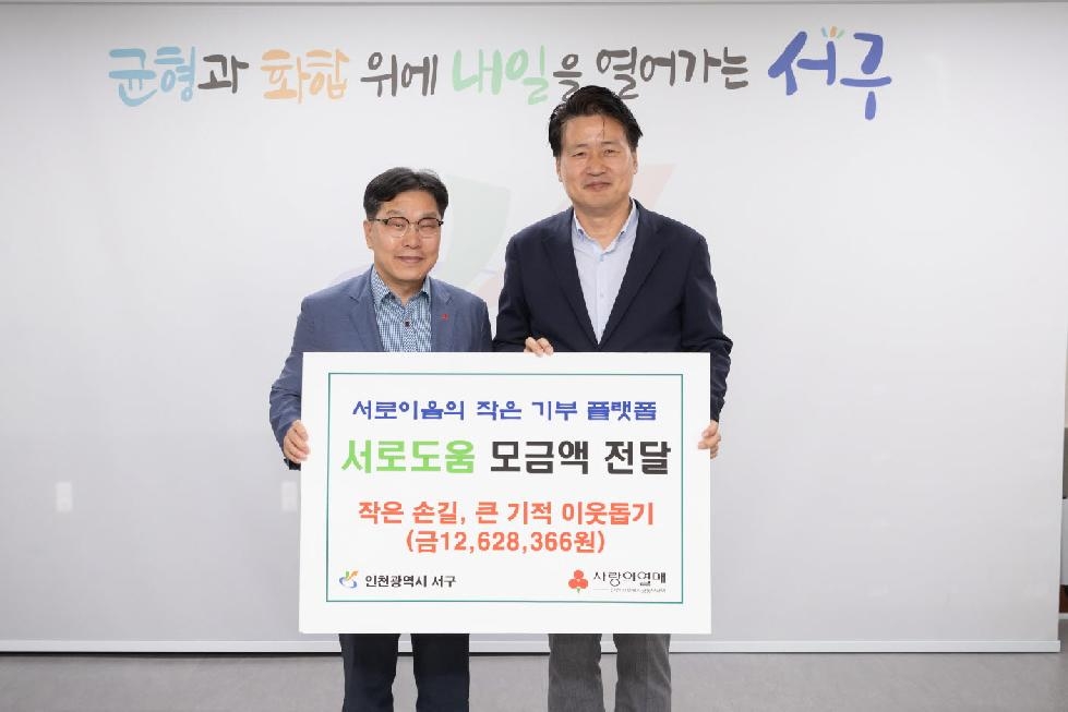 인천 서구, 지역화폐 기부 플랫폼으로 5월간 1천3백만 원 모금···1,098명 참여