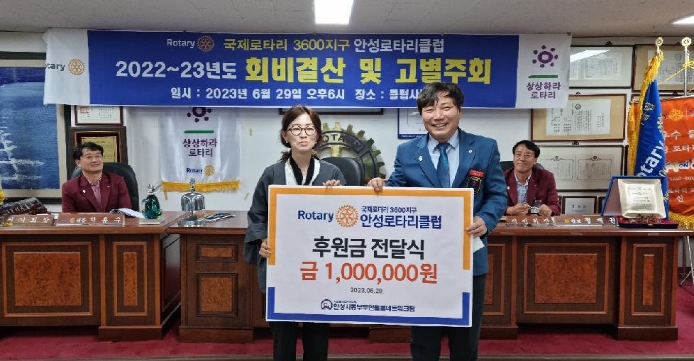 안성시동부무한돌봄네트워크팀, 국제로타리 3600지구 안성로타리클럽 기부금