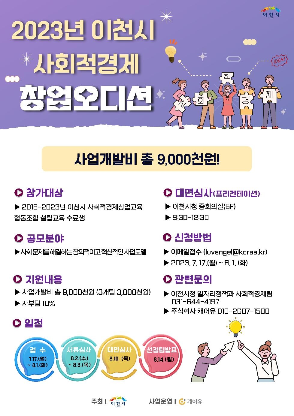 사회적경제 활성화를 위한  2023 이천시 사회적경제 창업오디션 참가자 모집