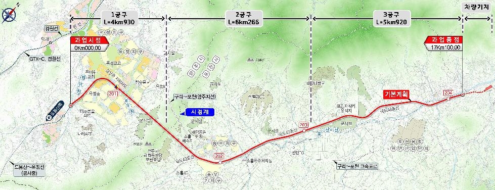 경기도,‘옥정~포천선’ 1공구 실시설..