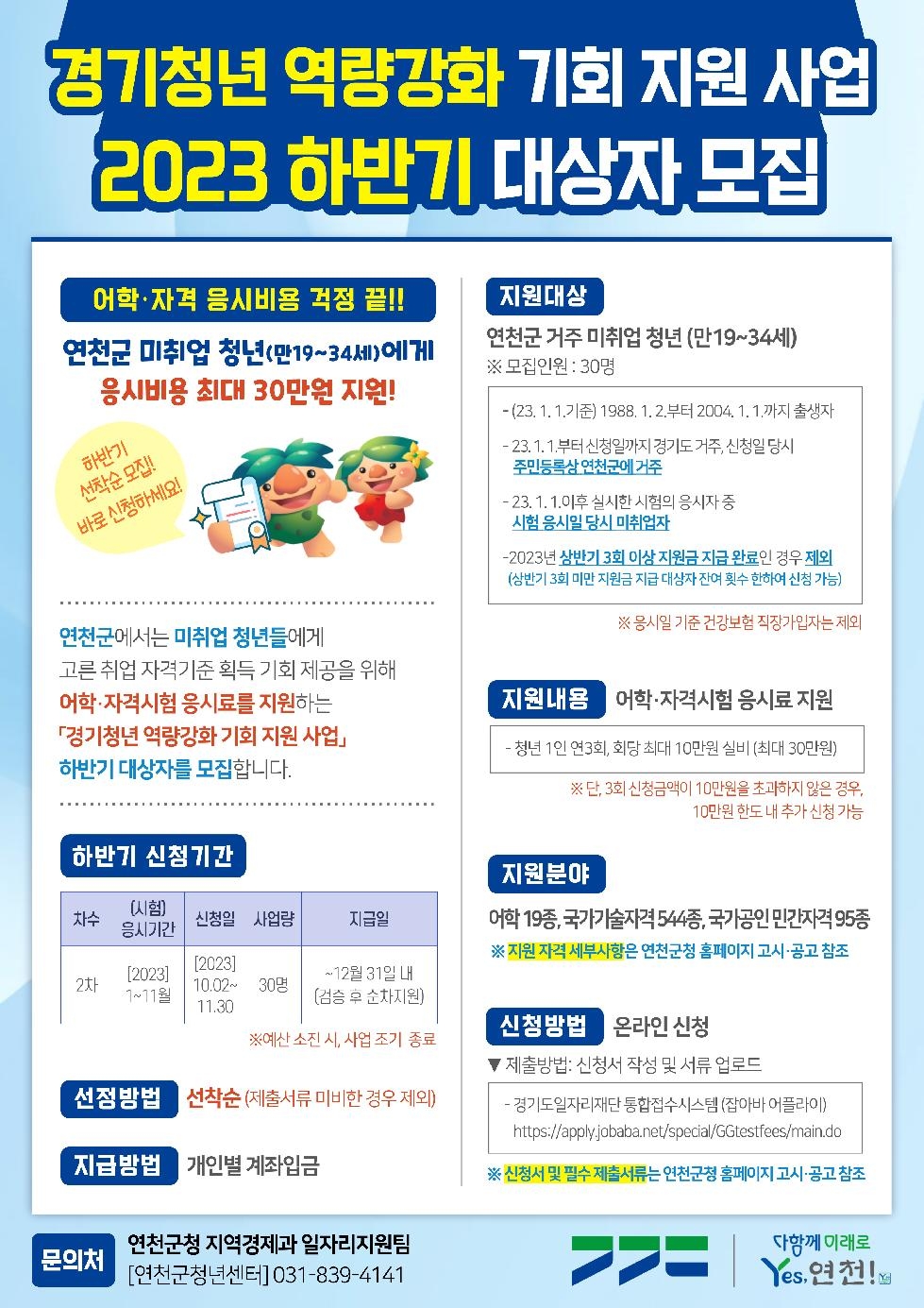 연천군, 경기청년 역량강화 기회지원 사업 참여자 모집