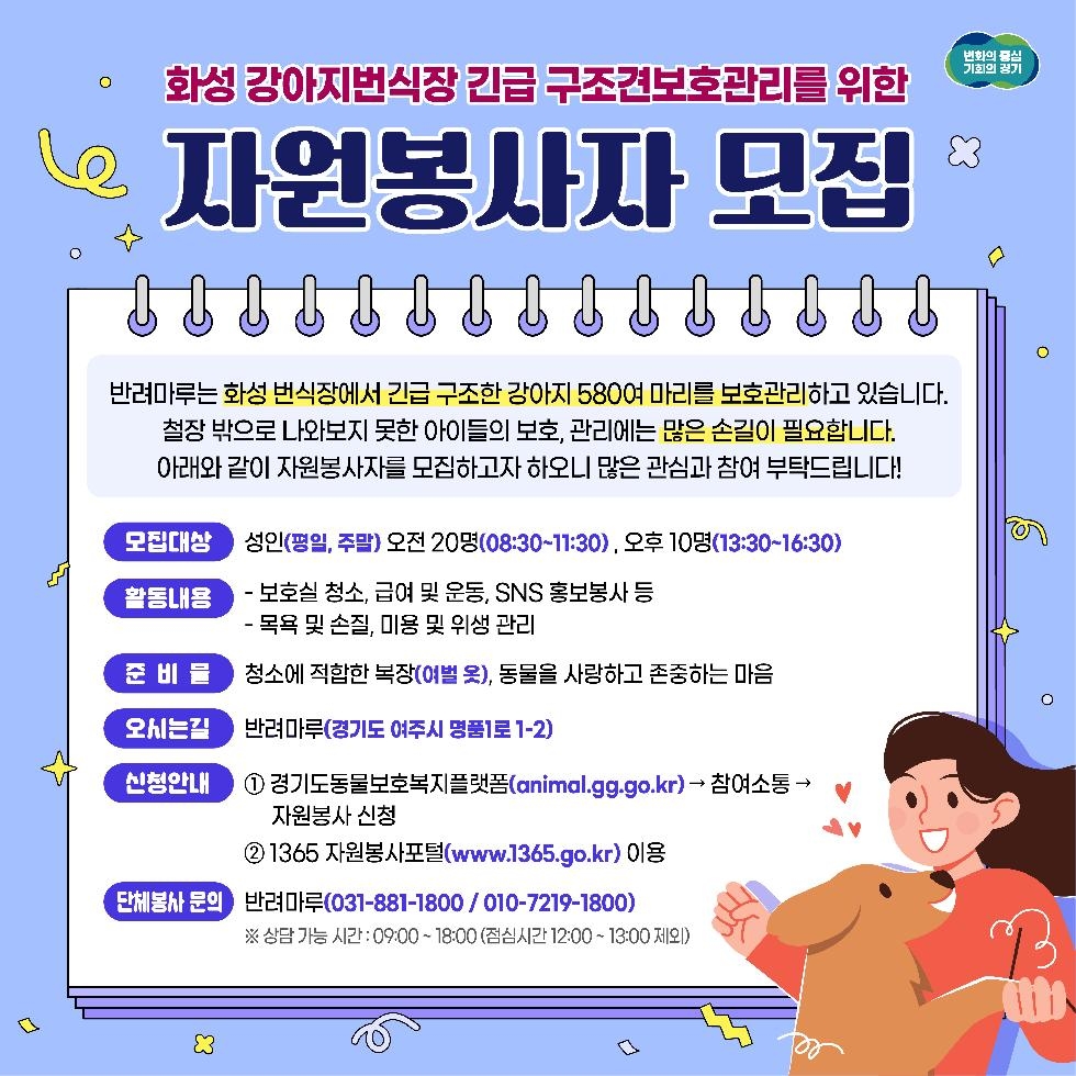 경기도, 강아지 보호 소식에... 자원봉사 신청자 500명 넘어