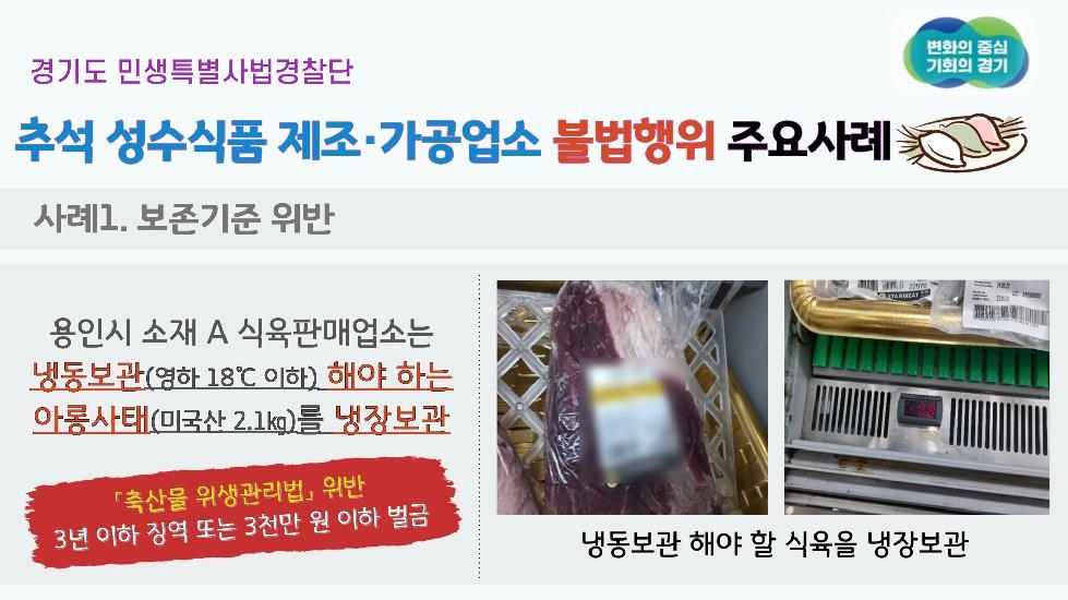 경기도, 도  특사경  추석 성수식품 제조·가공·판매업체 불법행위 48곳