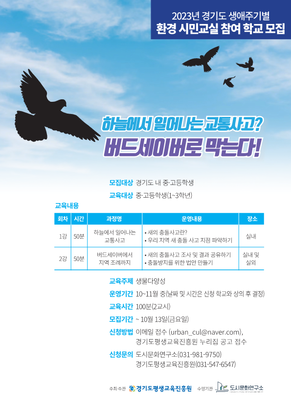 경기도, 도 평생교육진흥원  ‘생애주기별 환경 시민교실’ 참여 단체 모집