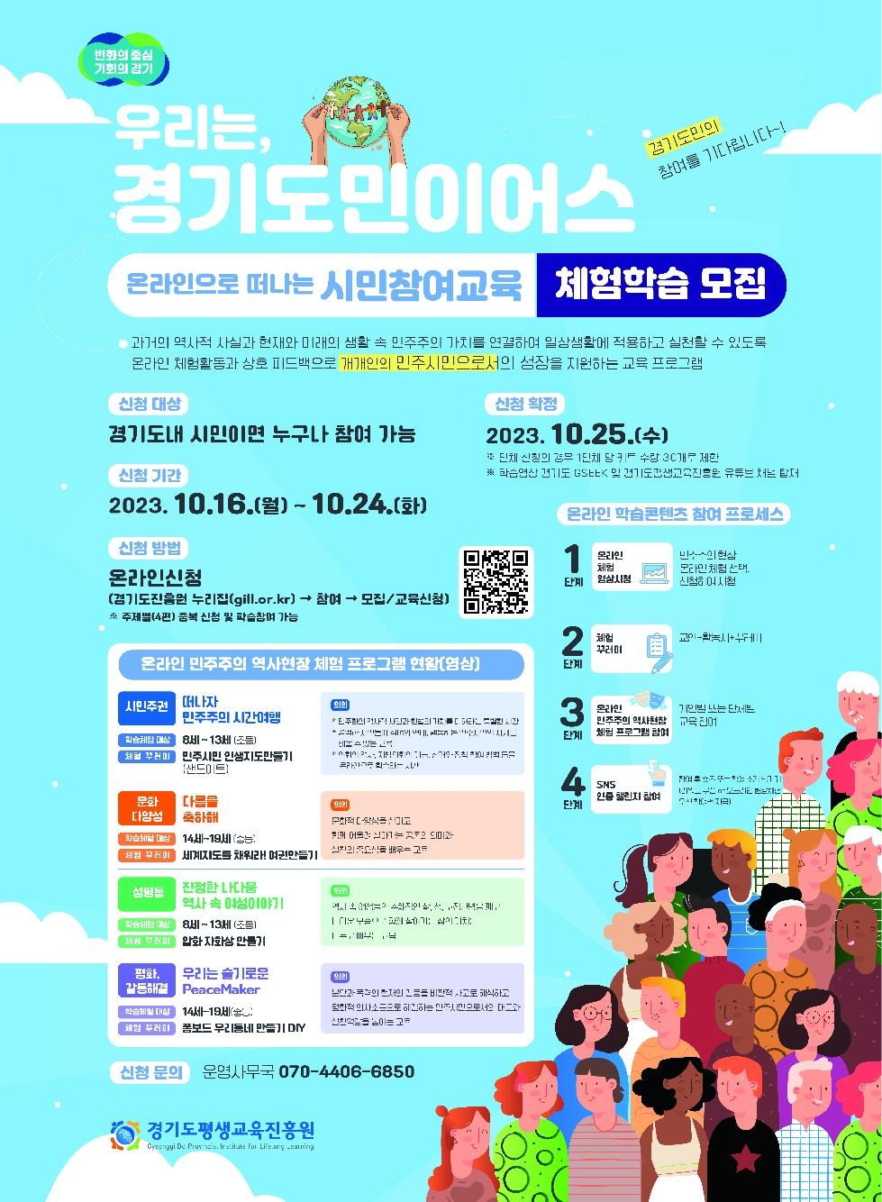 경기도, 도 평생교육진흥원  ‘체험형 시민참여 교육’ 참여자 모집