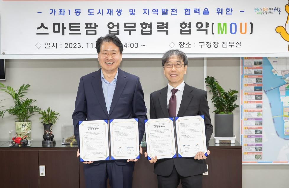 인천 서구-텔로팜 스마트팜 업무 협약, 가좌1동 도시재생 상호 협력체계 