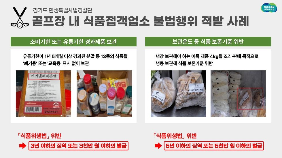 경기도, 도 특사경  골프장 내 식품접객업소 불법행위 9개소 적발