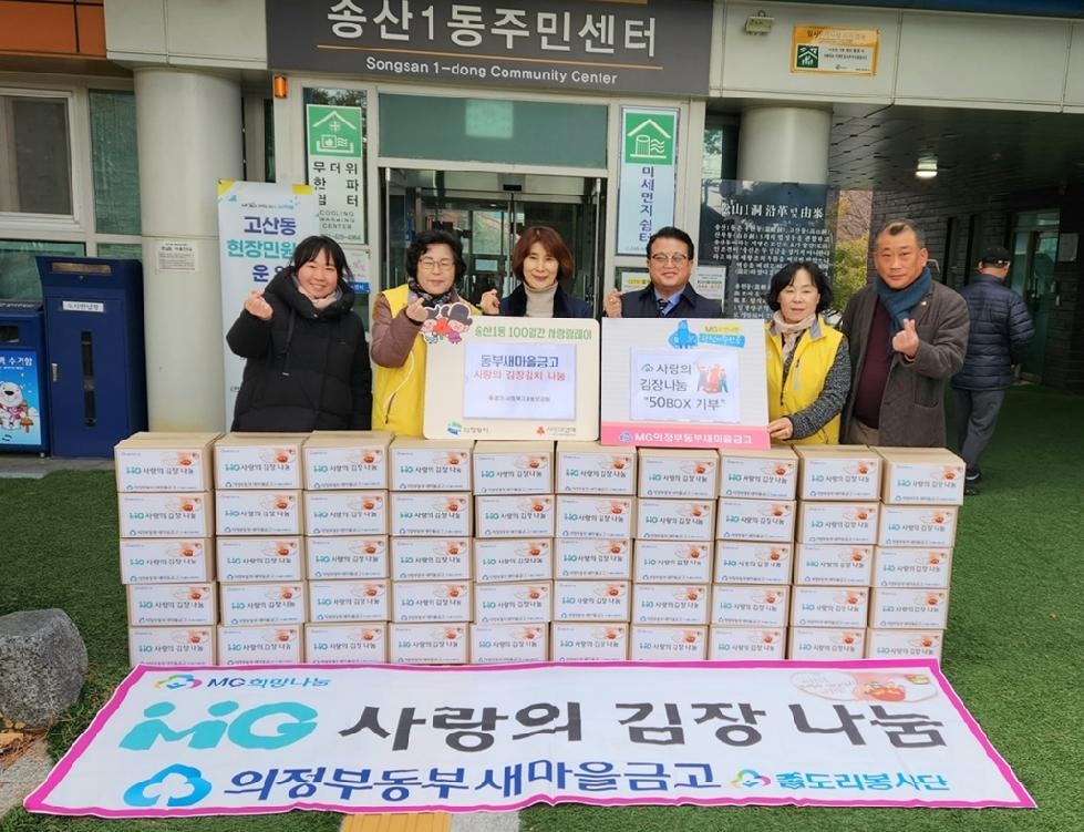 의정부동부새마을금고, 송산권역에 김장김치 200상자 기탁