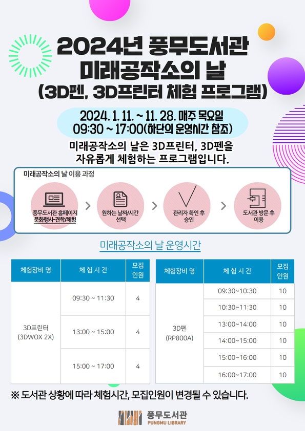 김포시 2024년 풍무도서관 특화프로그램 「미래공작소의 날」 운영