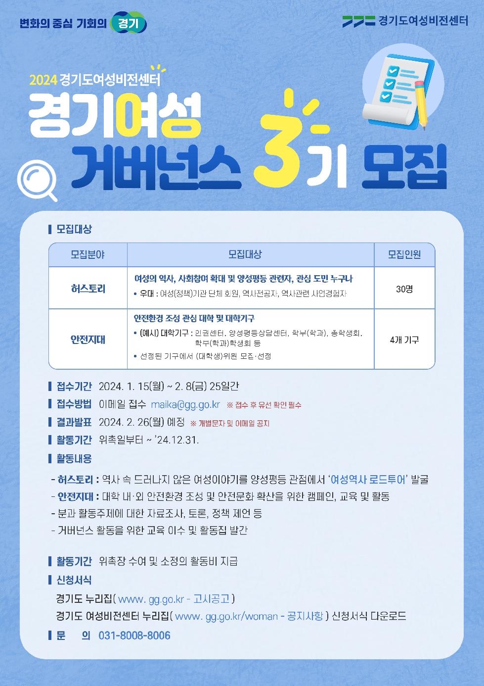 경기도, 2월 8일까지 ‘3기 경기여성거버넌스’ 위원 모집