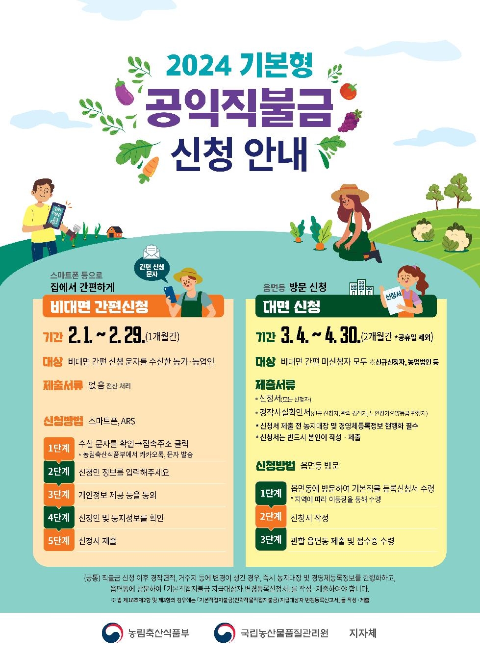 인천 부평구, 2024년 기본형 공익직불금 등록신청 접수