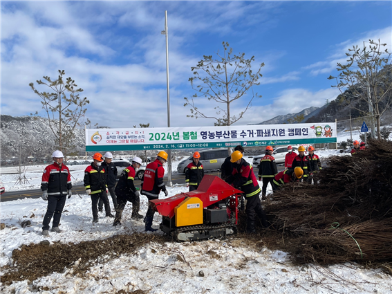 강원특별자치도, 봄철 소각 산불예방을 위한 영농부산물 수거 파쇄 캠페인 추진