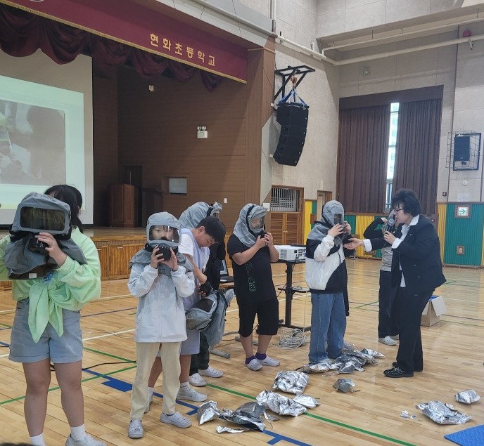 평택시 내구연한 경과 방독면 활용 교육 실시