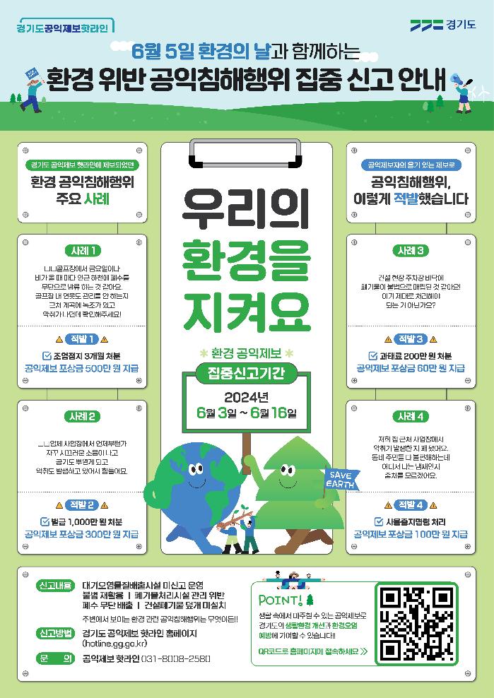 경기도, 16일까지 2주간 환경 분야 공익침해행위 집중신고기간 운영