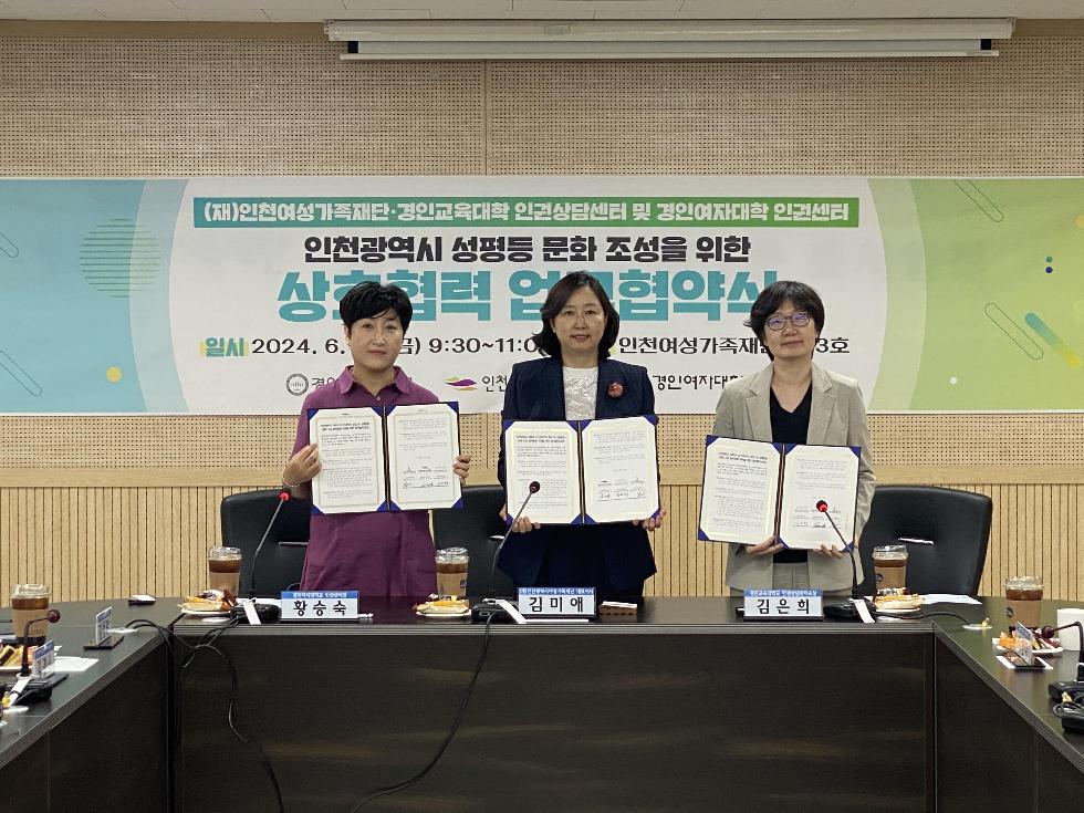 인천시 대학 내 인권의식 향상 및  성평등 문화 조성 협력체계 구축을 위한 업무협약(MOU