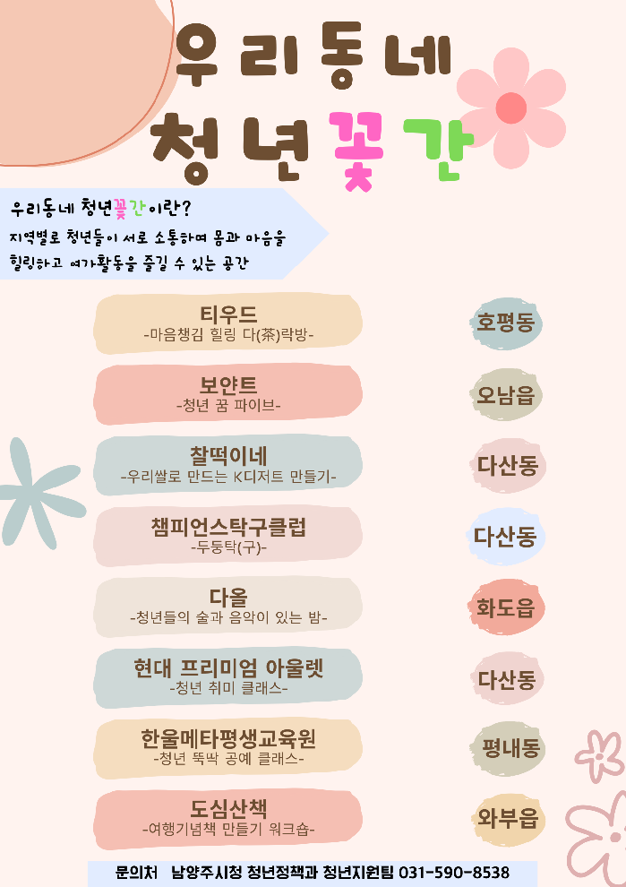 남양주시,‘우리동네 청년꽃간’ 8개소 선정