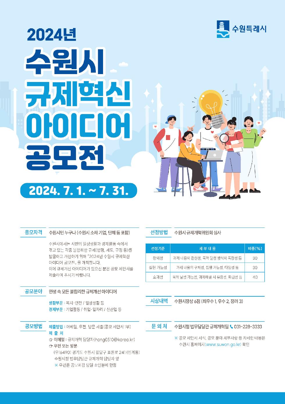 수원시 2024년 규제혁신 아이디어 공모전 개최